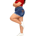 thumbnail image 4 of QERINTE Plus Size Blue Shorts for Women Stretchy High Waisted Denim 14 to 22, 4 of 6