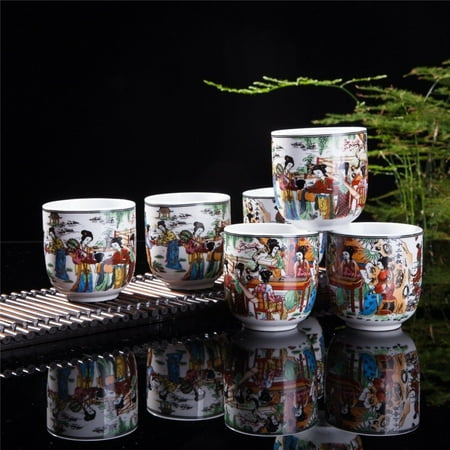 - Set Of 6 Eastern Asian Design Ceramic Tea Cups In The Twelve Beauties - 8 OZ ...