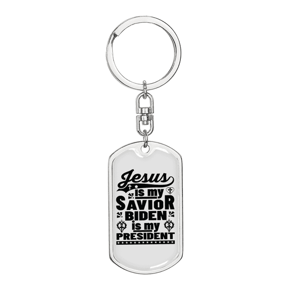 Jesus Is My Savior Stainless Steel or 18k Gold Premium Swivel Dog Tag Keychain