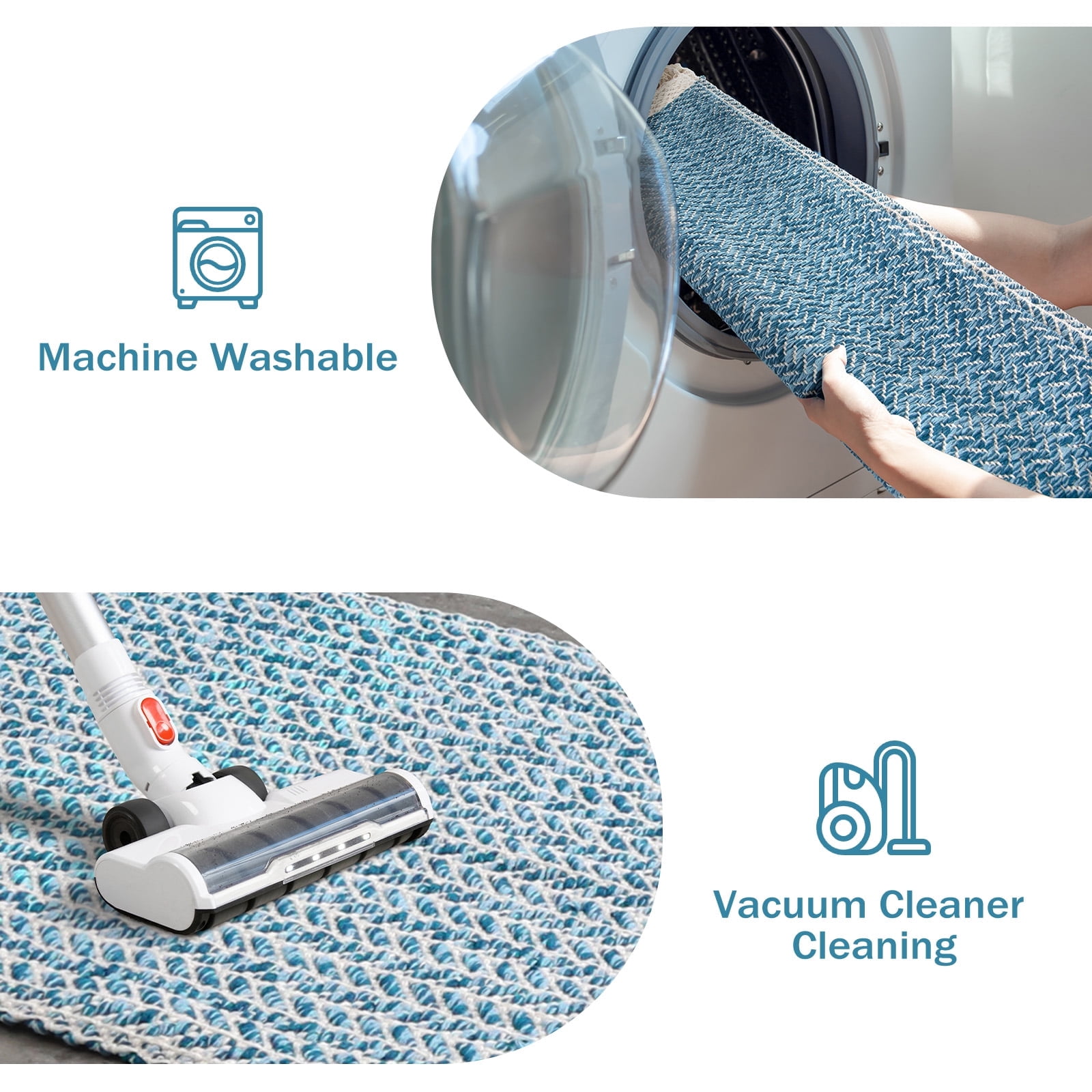Moynesa 3'x5' Area Rug for Living Room Washable Bedroom Rugs Boho Lightweight Bath Door Mats Woven Entry Rug with Tassels Indoor Non Slip Carpet for Dining Bedroom Camper RV Gifts, Blue