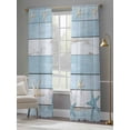 thumbnail image 4 of Summer Beach Theme Sheer Curtains 2 Panels Set Blue and White Wood Grain Beige Starfish Sheer Window Curtains Light Filtering Rod Pocket Voile Drapes for Bedroom Living Room 52"X84", 4 of 9