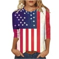 thumbnail image 2 of Odbmxy Womens Plus Size Tee Shirts Independence Day 3/4 Sleeve Womens Tops Everyday Graphic Casual Modern Fit Tops,Red XL, 2 of 5