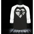 thumbnail image 2 of Shop4Ever Men's Bigfoot Heart Love Sasquatch Valentine Raglan Baseball Shirt XX-Large Black/White, 2 of 4