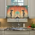 thumbnail image 2 of Yayeee Kitchen Curtains Tier Pair Light Filtering 27"x36" Rod Pocket Short Cafe Window Panel, Astronaut in Rain, 2 of 7