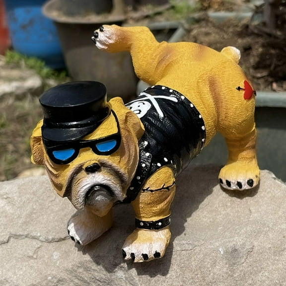 Tough Guy Bulldog Statue, Tough Guy Rider Funny Bull Dog, Peeing Dog Statue, Yard Lawn Ornament Gift Decor House