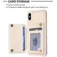 thumbnail image 4 of ELEHOLD for Apple iPhone XS Max Card Holder Back Case with Pockets, Premium PU Leather ID Cash Credit Slots Magnetic Kickstand Flip Folio Slim Hard Protective Cover, beige, 4 of 7