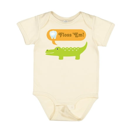

Inktastic Funny Alligator Floss Em Tooth Gift Baby Boy or Baby Girl Bodysuit
