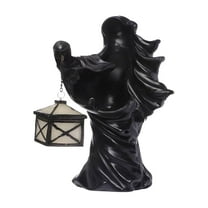 BinKFF Ghost Lantern, Cracker Barrel Witch Halloween Decorations, Hells Messenger with Lantern, Halloween Resin Witch Statue Garden Light for Home Yard Patio Lawn Decoration