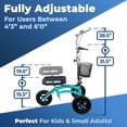 thumbnail image 6 of KneeRover Jr - Small Adult and Kid's All Terrain Knee Scooter Crutches Alternative in Coastal Teal, 6 of 10