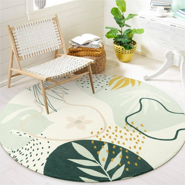 Alfombra Lahome Boho redonda de 90 cm, lavable y antideslizante, color verde