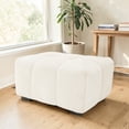 thumbnail image 2 of GZXS 35.4" Rectangular Upholstered Ottoman with Tufted Design, Multi-Use Chenille Fabric Footrest/Seat with Wood Base, White, 2 of 6