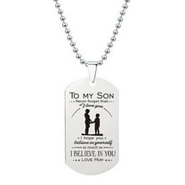 Guodhu Stainless Steel Necklace Christian Scripture Religious Dog Tag Necklace Family Friend Gift , Remember You Are Braver Than You Father Mom To Son Daughter-Chain Pendant