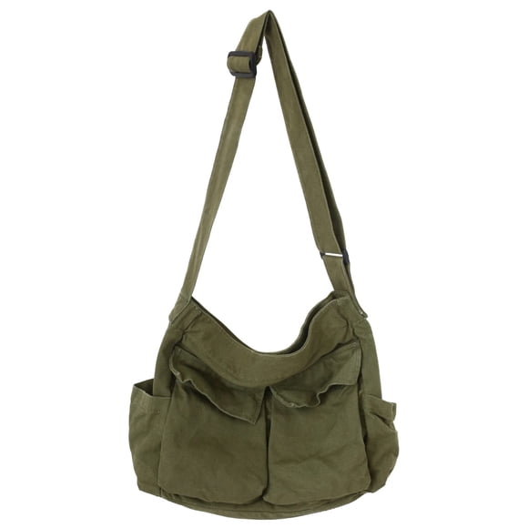 Bolso KlaOyer de lona tipo bandolera grande, color verde hobo, para mujeres y hombres