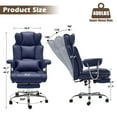 thumbnail image 2 of zzw Big and Tall Executive Office Chair, Reclining with Footrest, Adjustable High Back Ergonomic Leather Chair, 400lb Capacity, 2 of 7