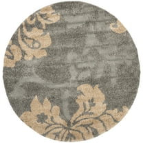SAFAVIEH Florida Merrick Floral Shag Area Rug, Grey/Beige, 4' x 4' Round