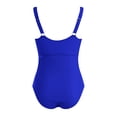 thumbnail image 6 of Ramiter One Piece Swimsuit Women One Piece Swimsuit High Neck Plunge Mesh Ruched Swimwear(Blue,S), 6 of 7