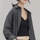 thumbnail image 4 of Blusas elegantes y chic de manga larga Rimocy para mujer 2023, camisas vintage negras y grises de manga larga para mujer, camisas holgadas con botones para mujer, tops para mujer, 4 of 5