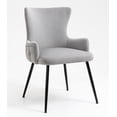 thumbnail image 2 of Set of 6 Wingback Upholstered Dining Chairs with Metal Legs, Velvet Fabric Side Dining Room Chairs with Tufted Button, Living Room Chairs Home Kitchen Dining Room (Grey + Black Leg), 2 of 8