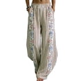 thumbnail image 2 of ClodeEU Womens Floral Pint Wide Leg Pants with Pockets,Elast Waist Casual Loose Cozy Pant Coffee,Womens Plus M, 2 of 6