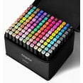 thumbnail image 1 of 80-Color Dual Tip Alcohol Markers for Artists -Coloring and Painting Supplies, (80 Black Shell), 1 of 9