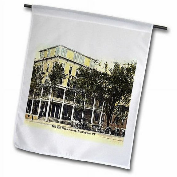 3dRose, The Van Ness House, Burlington, VT (Vintage), 12 x 18 inch Garden Flag