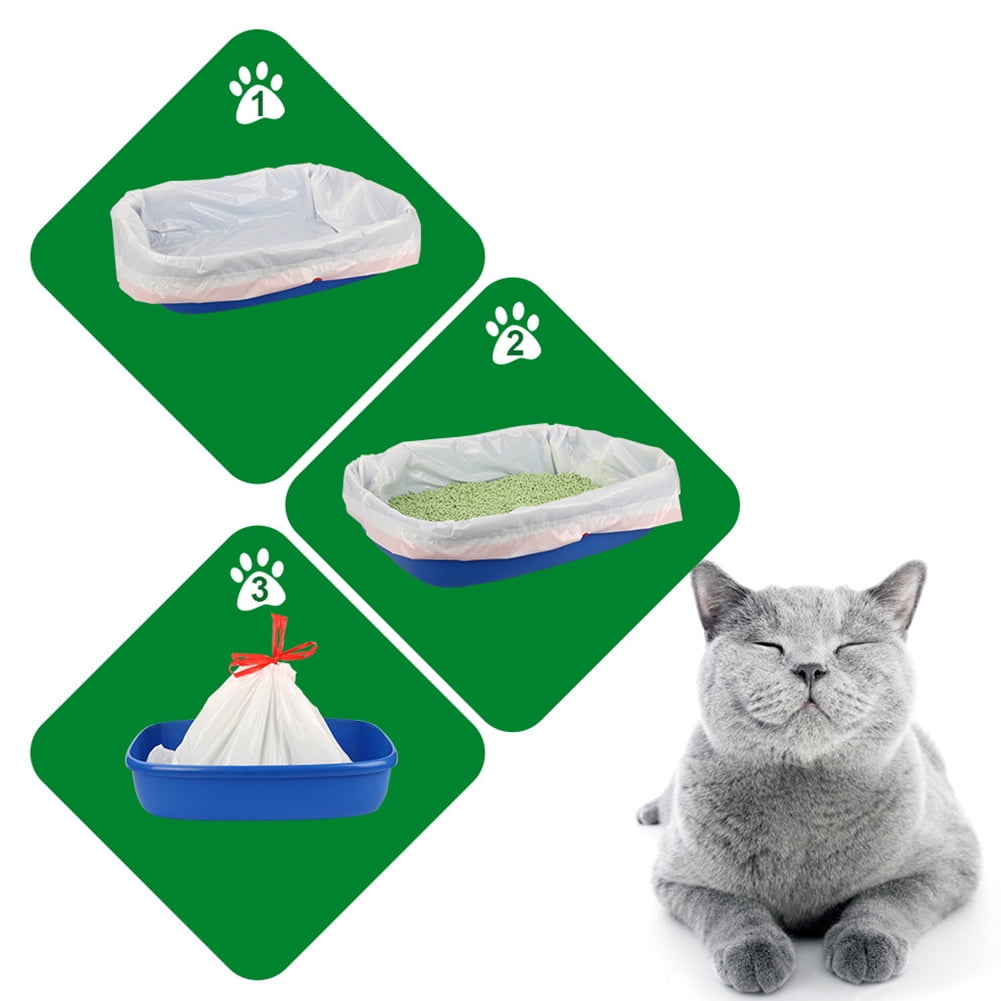 BeesClover Disposable Cat Litter Bags Portable Thickened Scratch Resistant Drawstring Design Cat Litter Box Liners
