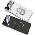 thumbnail image 3 of for Samsung Galaxy Z Flip 3 Case with Ring Holder, Luxury Leather All-Inclusive Camera Lens Anti-Drop Protective Case with Metal Kickstand for Galaxy Z Flip 3-Black, 3 of 5