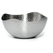 Bezrat Hammered Stainless Steel Serving Bowl – Multipurpose Fruit/Salad/Snacks Decorative Metal Wave Bowls(11.8" x 11.8")