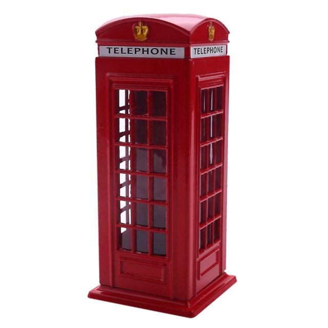 Metal rojo británico inglés Londres cabina telefónica banco moneda banco ahorro olla alcancía teléfono rojo Boo-- Teléfono móvil Teléfono móvil Accesorios para teléfonos móviles