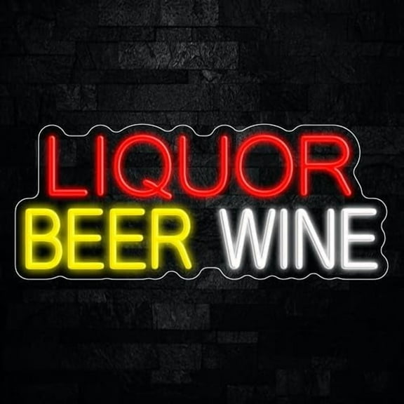 Liquor Beer Wine LED Neon Sign 24"L x 10"H #32447