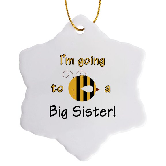 3drose, I’m Going to Be a Big Sister, 3 inch Snowflake Porcelain Ornament