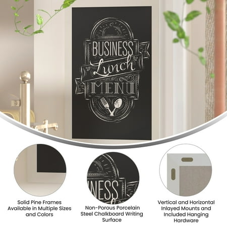 Alamont Home - Canterbury 24"W x 0.75"D x 36"H Magnetic Wall Mounted Chalkboard - Solid White