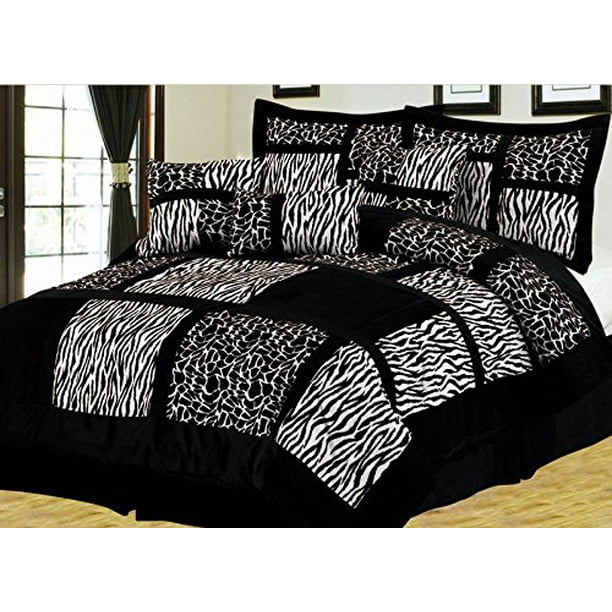 Empire Home Safari 7 Piece Black White Full Size Comforter Set On Sale Walmart Com Walmart Com