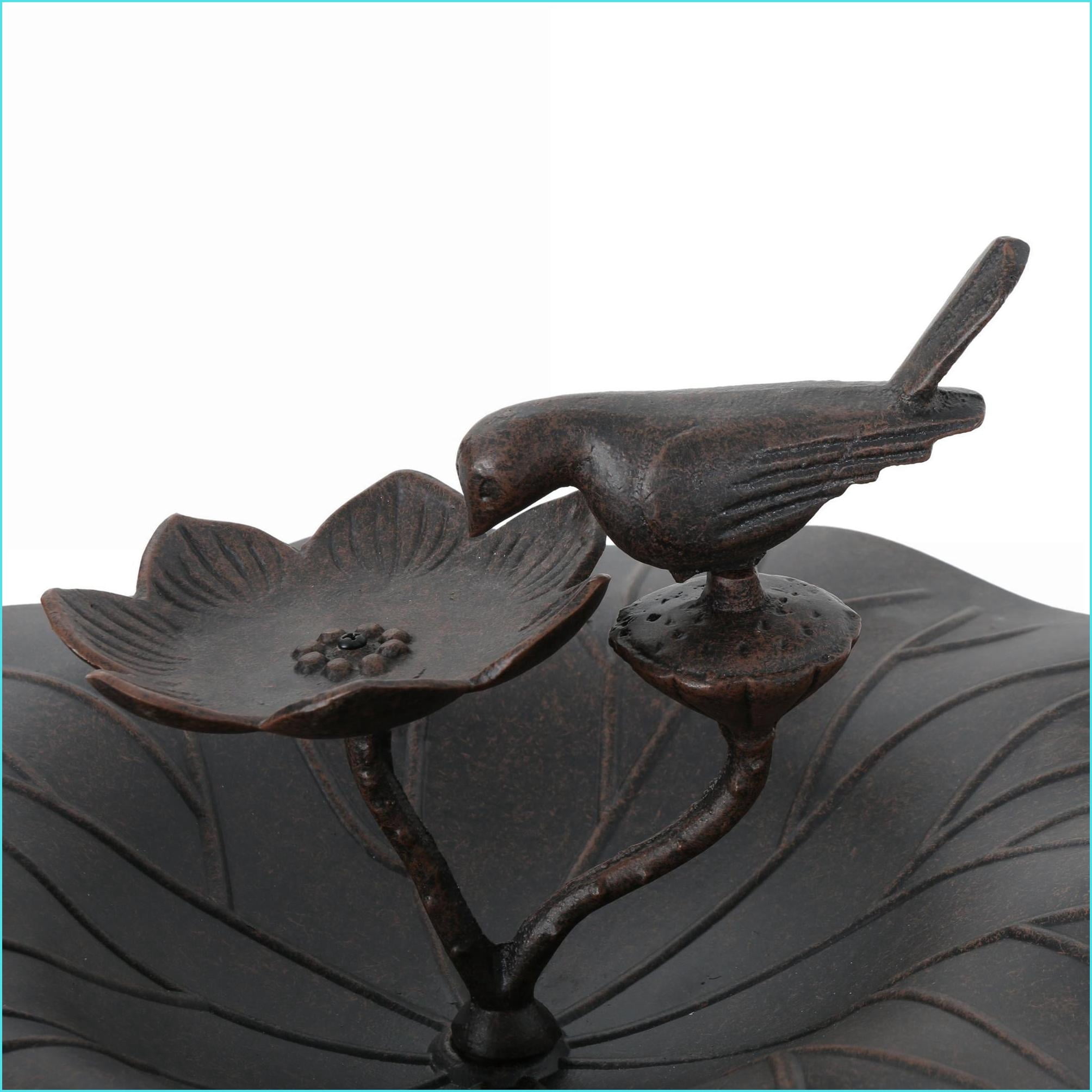 Gardening Accessory | Traditional Outdoor Aluminum Iron Bird Bath, Stable Base, For Patio Backyard Garden | Bronze