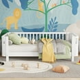 thumbnail image 5 of PORKISS Twin Size Bed with Fence for Kids, Solid Wood Twin Platform Bed Frame with Slats and Safety Guardrails for Girls Boys, Removable Guardrail, No Box Spring Needed, White #2, 5 of 11