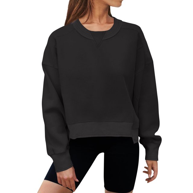 VBARHMQRT Halloween Hoodies Winter Women's Round Neck Short Solid Color Hoodie