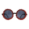 thumbnail image 3 of Grandes Lunettes de Soleil Hippie Diva Rondes avec Strass Couronne Noir Rouge, 3 of 4