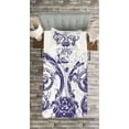 thumbnail image 3 of Ambesonne Fleur De Lis Quilted Bedspread Set 2 Pcs, Grunge Lily Flag, Twin Size, Purple White, 3 of 3