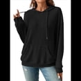 thumbnail image 1 of Sudadera Informal con Capucha y Bolsillo Frontal de Larga con Cordón para Mujer Negro M, 1 of 9