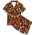 thumbnail image 3 of Halloween Pajamas Kids Size 5-6 Years Childrens Casual Loungewear Short Sleeve Top and Shorts Cozy Set Pjs for Girls Black, 3 of 6