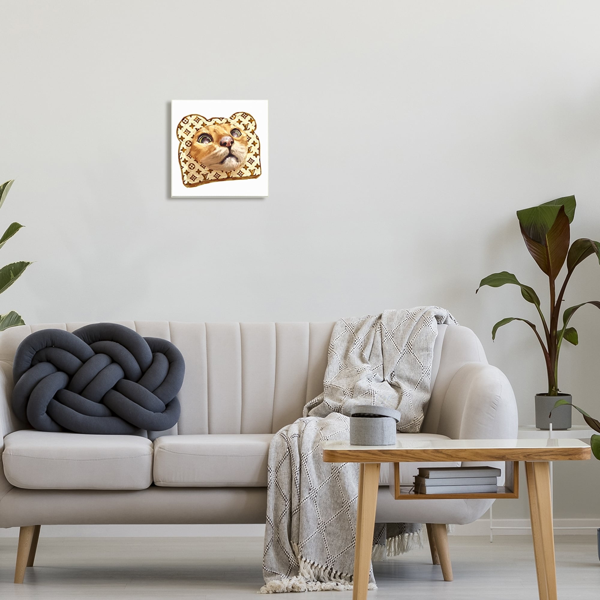Stupell Industries Cat Face Bread Toast Glam Fashion Motif Pattern Graphic Art Unframed Art Print Wall Art, Design by Ziwei Li