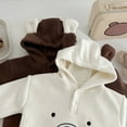 thumbnail image 4 of SonxaHe Newborn Boys Bodysuit Fleece Bear Hooded Long Sleeve Romper Baby Cute Warm Thick Cozy Jumpsuit Outerwear Beige,Size 6-12 M, 4 of 6