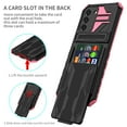 thumbnail image 3 of Heavy Duty Case for Samsung Galaxy S23 Plus Rugged PC Armor Credit Card Slot Holder Kickstand Bracket Cover, Military Grade Dual-Layers Shockproof Anti-Scratches Lens Protection Case,Pink, 3 of 9
