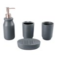 thumbnail image 3 of Juego de accesorios de baño Macarena de cerámica 4 piezas con Soporte para cepillo y jabonera gris, 3 of 8