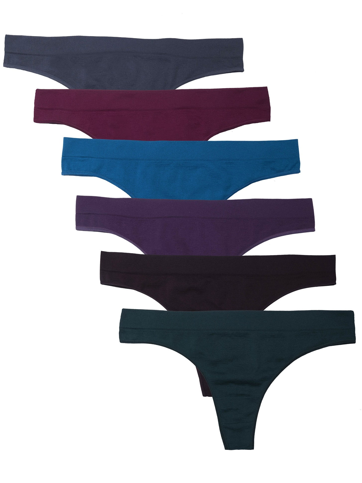 Kalon Kalon Women's 6 Pack Seamless Nylon Spandex Thong Panties