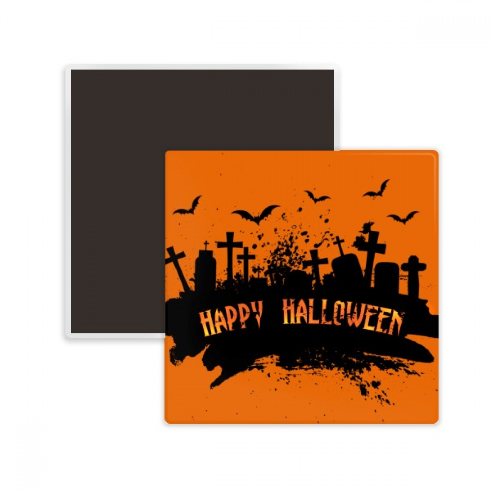 Horror Night Cemetery Halloween Square Ceracs Fridge Keepsake