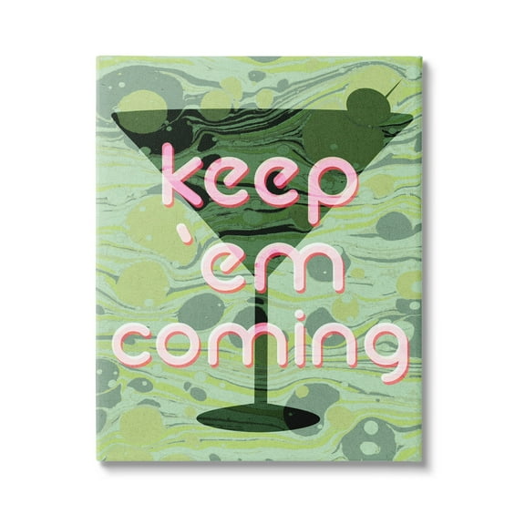 Stupell Industries Keep 'Em Coming Green Martini Food & Beverage Painting Gallery Wrapped Canvas Print Wall Art