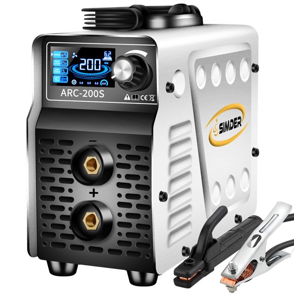 SSIMDER Machine de Soudage à Bâton Mini Soudeur à ARC 200S 110v/220v Démarrage à Chaud Force d'Arc Anti-Adhésif Machine de Soudage Portable avec Écran LCD Intelligent IGBT