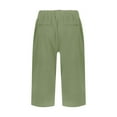 thumbnail image 7 of ASDFVBKG Linen Shorts for Women Bermuda Shorts Knee Length Elastic Waist Knee Length Shorts Dressy Casual Pedal Pushers with Pockets Army Green S, 7 of 7