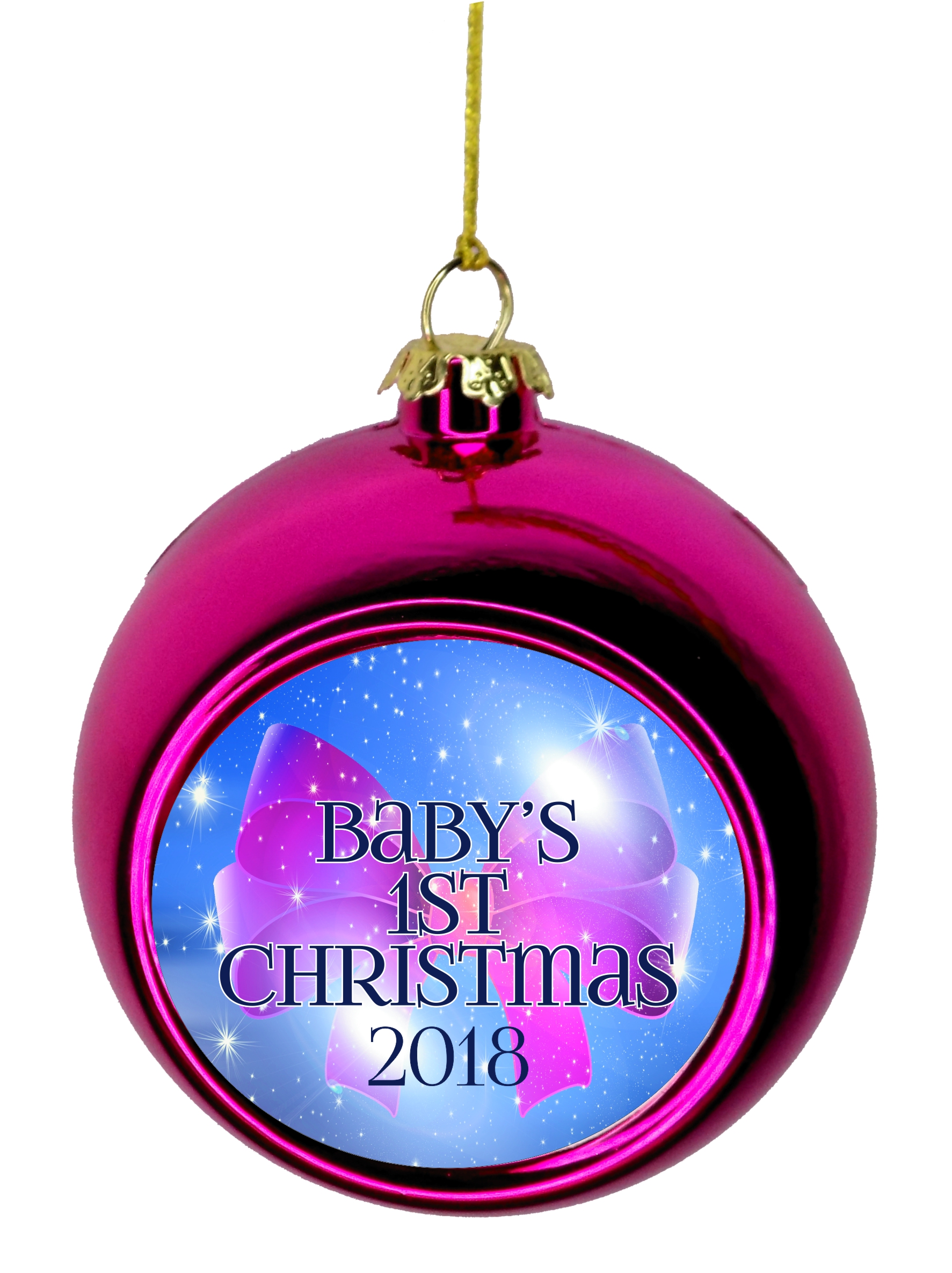 New Baby - Baby's First Christmas 2018 Ornament - Baby Girl Bow Christmas Ornaments Pink Bauble Christmas Ornament Balls - image 1 of 1